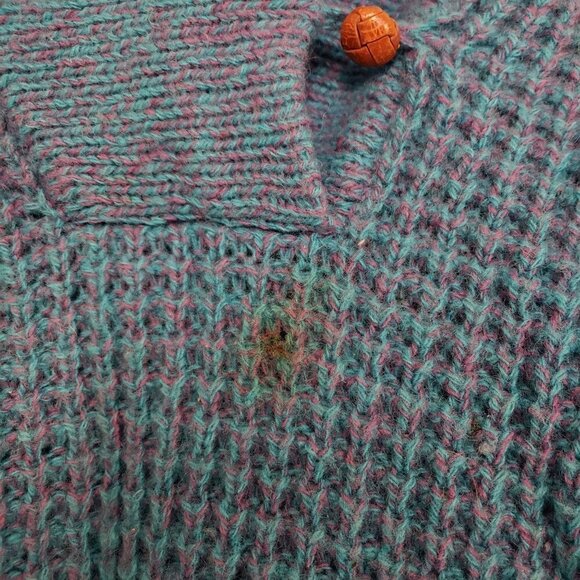 Woolrich Shawl Collar Sweater Wool Blend Blue Knit Pullover Womens Sz Large - Picture 3 of 10